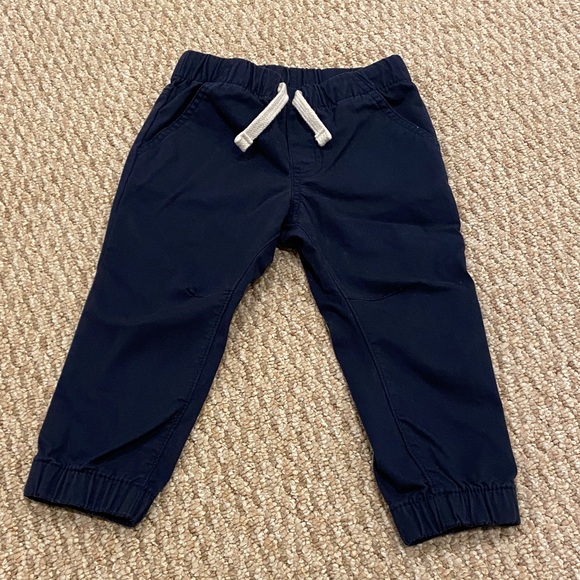 Cat and Jack Boys Size 2T Jogger Navy Blue Pants with Drawstring 98% Cotton - Picture 1 of 5
